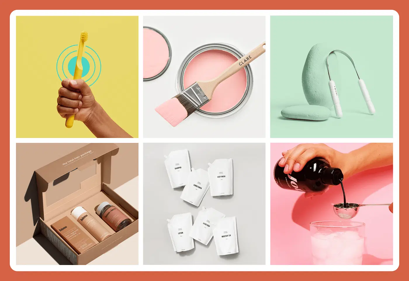 A grid of six images with similar branding patterns.
