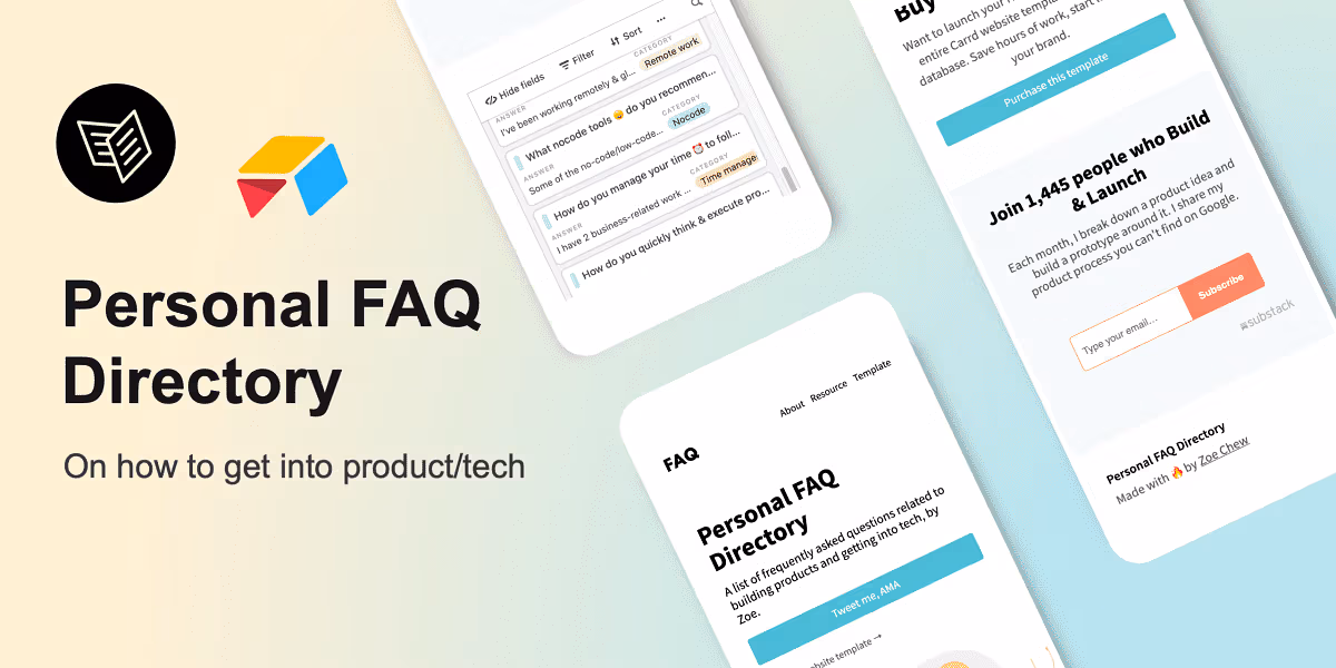 I built a “Personal FAQ” Directory on how to get into Product/Tech.